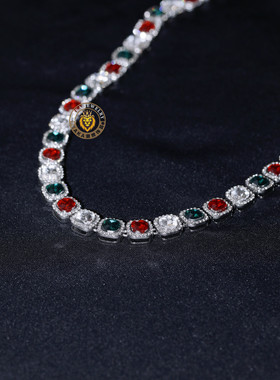 美式男女嘻哈彩冰方糖12mm古巴链