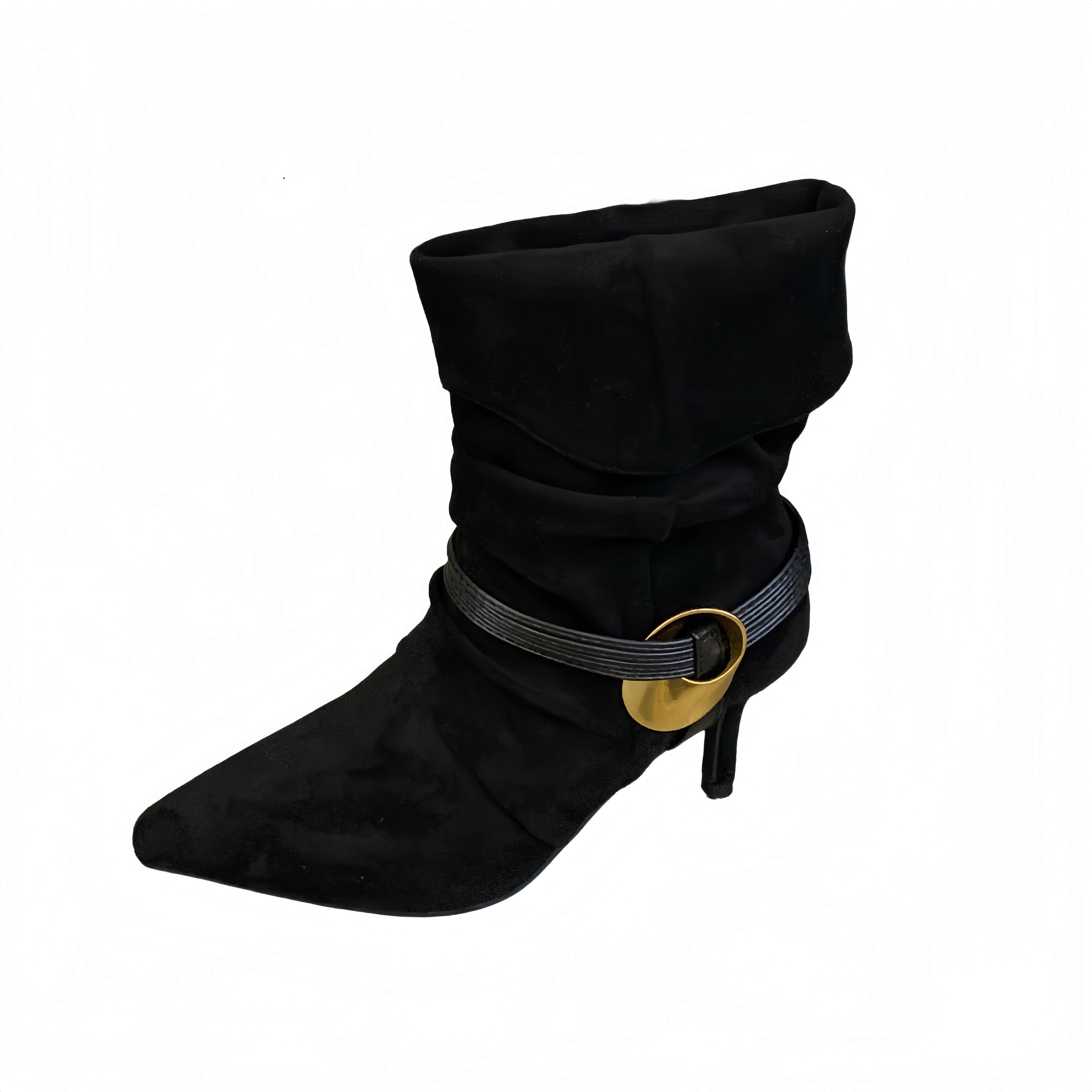 2025秋冬新款瘦瘦靴尖头细跟高跟绒面中筒短靴女绑带骑士时装靴子,淘宝优惠券,粉丝福利购,淘宝优惠卷