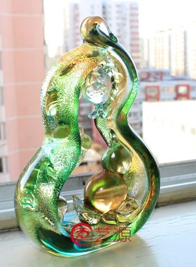 大富大贵小工艺品家居装饰摆件琉璃艺术J品葫芦祝寿贺寿送领导同