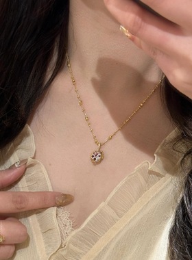 DIKAS 轻奢高级感国风拉丝石榴项链镶钻时尚气质精工设计锁骨链