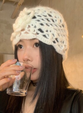 浪漫西西里镂空针织包头帽