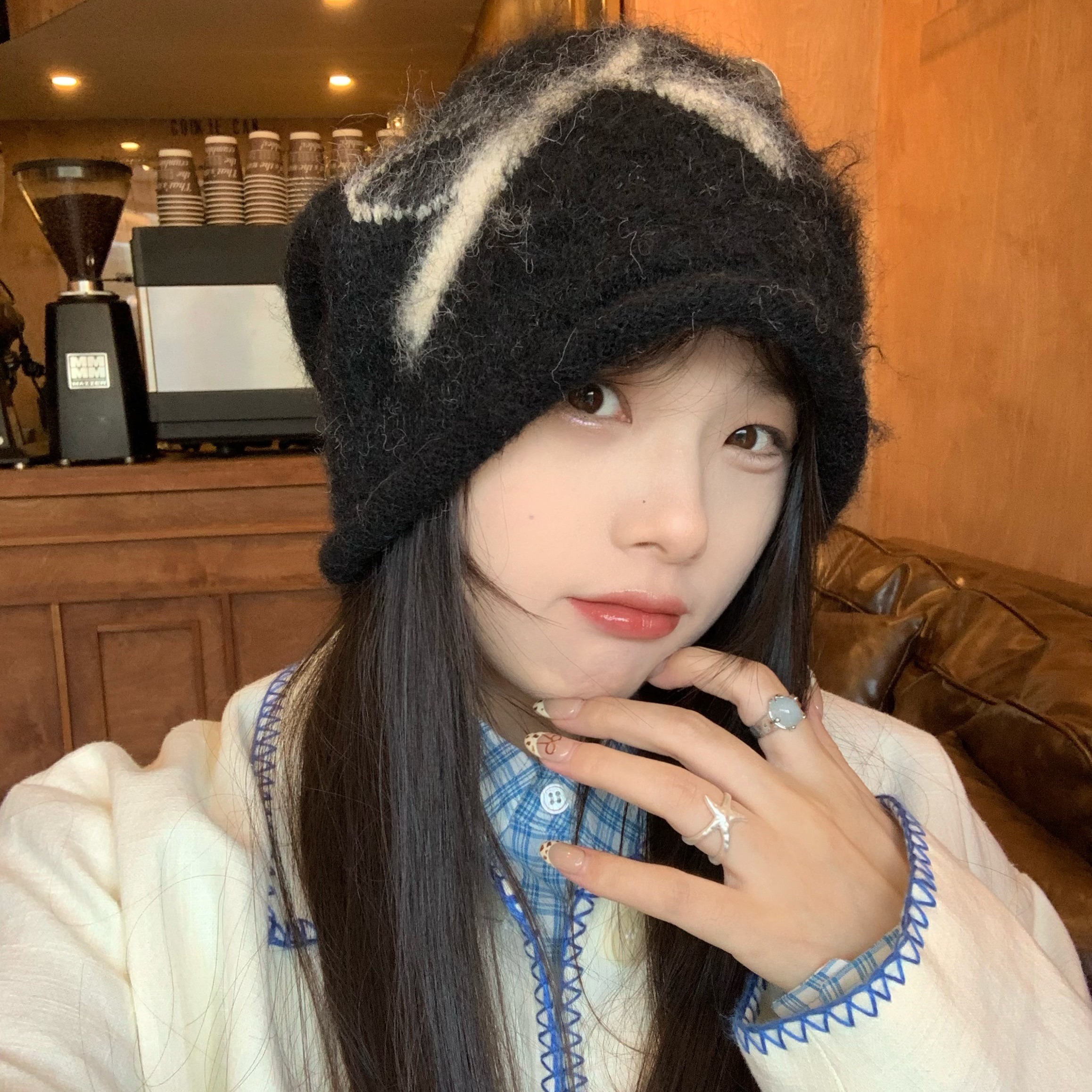 甜酷女陔专享版~蝴蝶结毛线针织帽堆堆帽慵懒冷帽秋冬显脸小帽子 - 图1