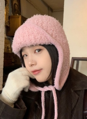 陈奶奶护耳毛线帽女秋
