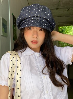 陈奶奶韩系藏青牛仔贝雷帽子女夏