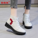 恰恰鱼 Обувь для матери, комфортные утепленные удерживающие тепло нескользящие короткие сапоги для кожаной обуви, туфли, для среднего возраста, из натуральной кожи