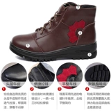 恰恰鱼 Обувь для матери, комфортные утепленные удерживающие тепло нескользящие короткие сапоги для кожаной обуви, туфли, для среднего возраста, из натуральной кожи