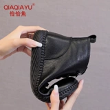 恰恰鱼 Нескользящая утепленная удерживающая тепло обувь для матери для кожаной обуви, комфортные сапоги, для среднего возраста, мягкая подошва, из натуральной кожи