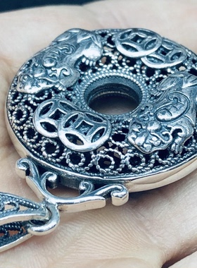 s925银貔貅吊坠复古衣饰金钱泰银