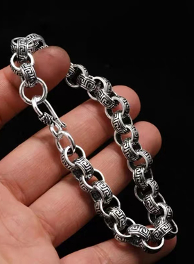 罗泰老银匠925银手工编织手链男士潮款复古泰银创意朋克个性饰品