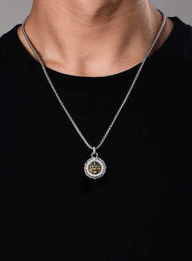 复古招财转运貔貅仿纯银吊坠男士霸气项链潮男项坠百搭实心个性款