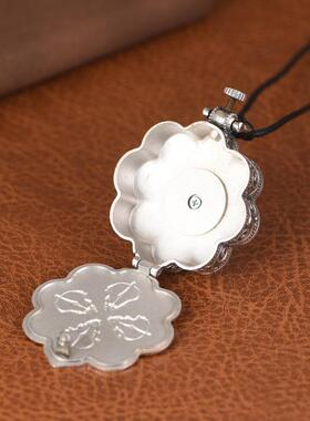 纯银民族个性六字真言可打开空心装护身符嘎乌盒复古项链吊坠男女