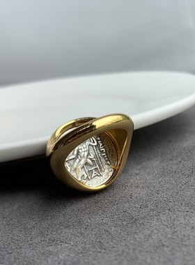 大力神古币情侣戒指男女款潮流希腊个性创意复古对戒浮雕图腾指环