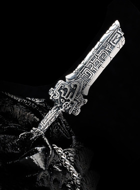 古剑项链潮男时尚仿纯银吊坠个性复古霸气饰配品潮牌霸气项链男