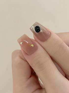 纯手工定制穿戴甲成品假指甲贴片款美甲成品显白中方黑酷酷星球风