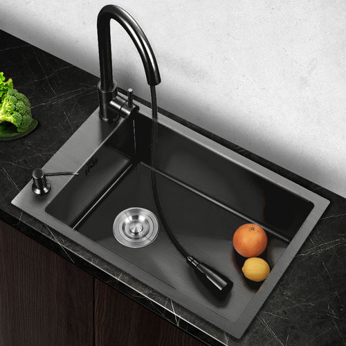 厨房纳米不锈钢手工水槽洗菜盆单槽洗菜池横向窄长型洗碗槽小尺寸-图0