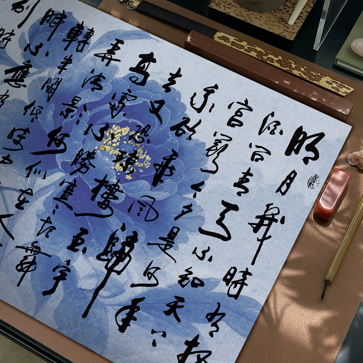 蜡染绢纸长卷宣纸书法专用作品纸加厚毛笔书法创作纸绢色氤氲微喷宣纸小楷毛笔半生半熟软笔书法作品纸楷书 - 图3