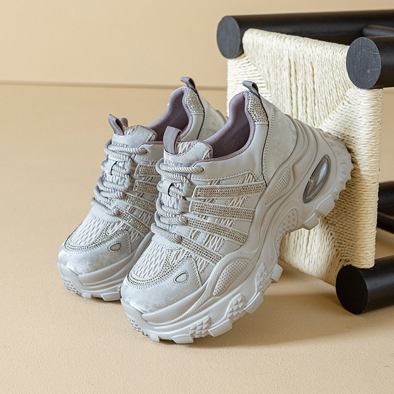 2025秋季新款厚底老爹鞋休闲百搭烫钻学生运动鞋女大码女鞋41-43,淘宝优惠券,粉丝福利购,淘宝优惠卷