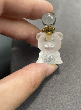 天然白水晶小熊香水瓶吊坠精油瓶项链女款锁骨链送女友闺蜜礼物
