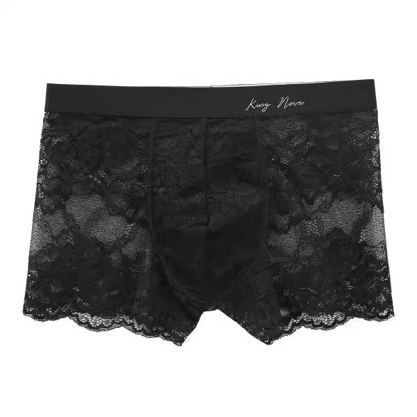 诗萝涵朵SHIROHATO男士内裤日系蕾丝花边平角裤本命年红色四角裤 - 图3