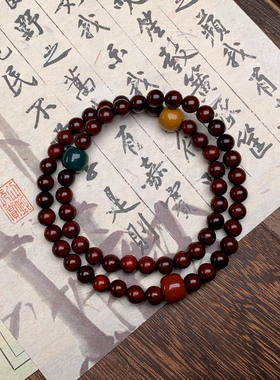 小叶紫檀6mm檀香双圈佛珠手串