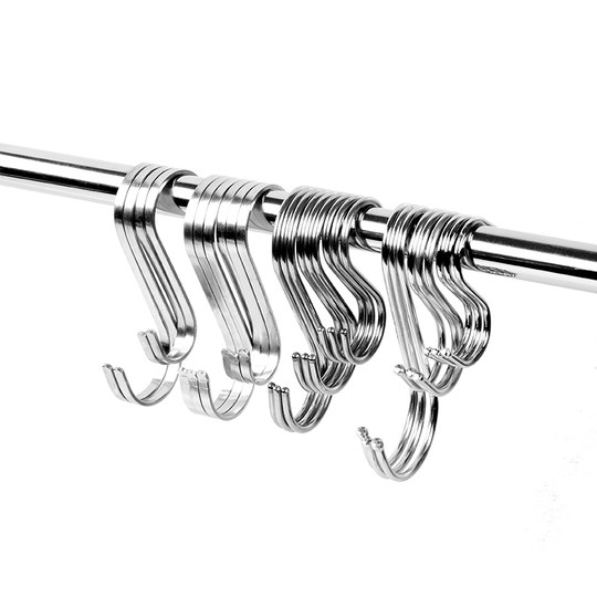 Flat S hook stainless steel S-shaped hook for clothes and hats bacon sausage fish drying S hook bathroom kitchen storage S hook