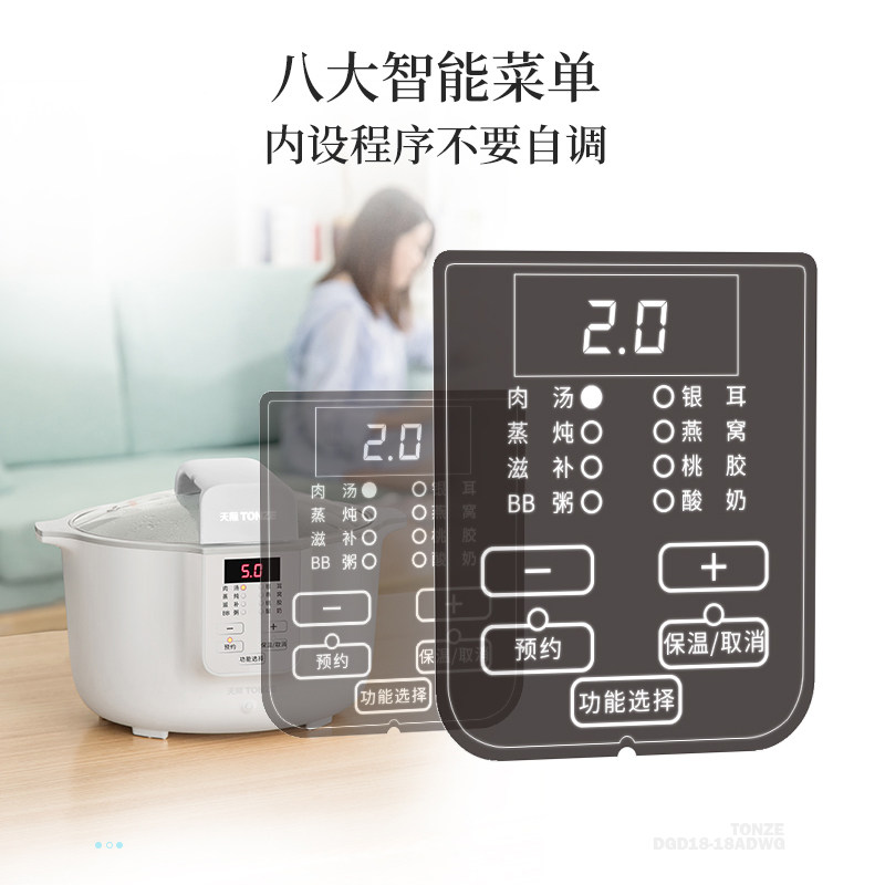 天际电炖炖锅陶瓷隔水炖盅煲汤锅 tonze天际苗硕电炖/煮粥锅/文火炉