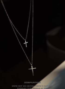 钛钢双层十字架叠戴项链女不掉色