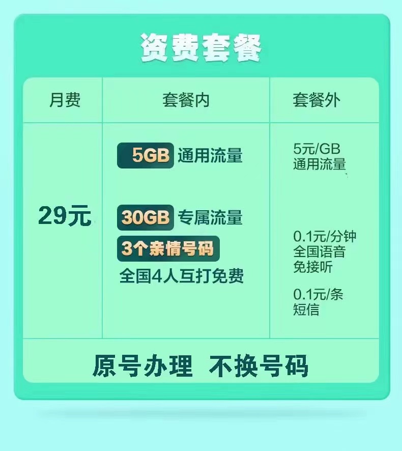 8元套餐移动不换号改换套餐资费联系变更修改大流量20新花卡通 - 图3