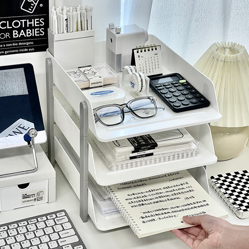 桌面多层文件架办公室工位学生宿舍资料试卷A4纸收纳架桌上收纳盒,淘宝优惠券,粉丝福利购,淘宝优惠卷