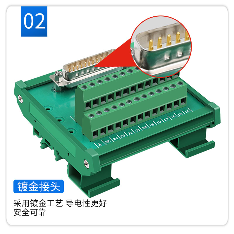 DB25串并口接线端子转接板公母头DR25免焊模块中继端子台ADAM3925-图2