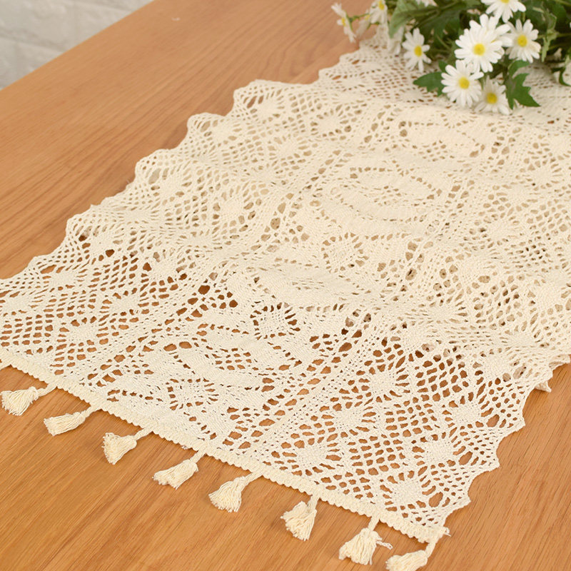 美式田园棉线镂空餐桌布桌旗装饰布艺仿钩针茶几垫电视柜五斗橱,淘宝优惠券,粉丝福利购,淘宝优惠卷