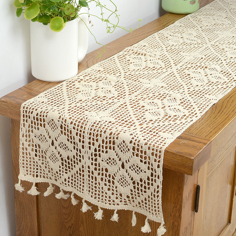 美式田园棉线镂空餐桌布桌旗装饰布艺仿钩针茶几垫电视柜五斗橱,淘宝优惠券,粉丝福利购,淘宝优惠卷