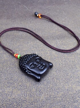 黑曜石佛祖男士结缘保平安吊坠