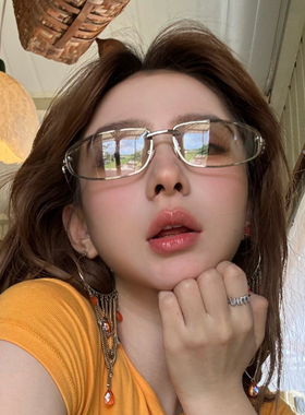 欧美Y2K辣妹风椭圆无框水银色墨镜金属高级感女显脸小太阳眼镜潮