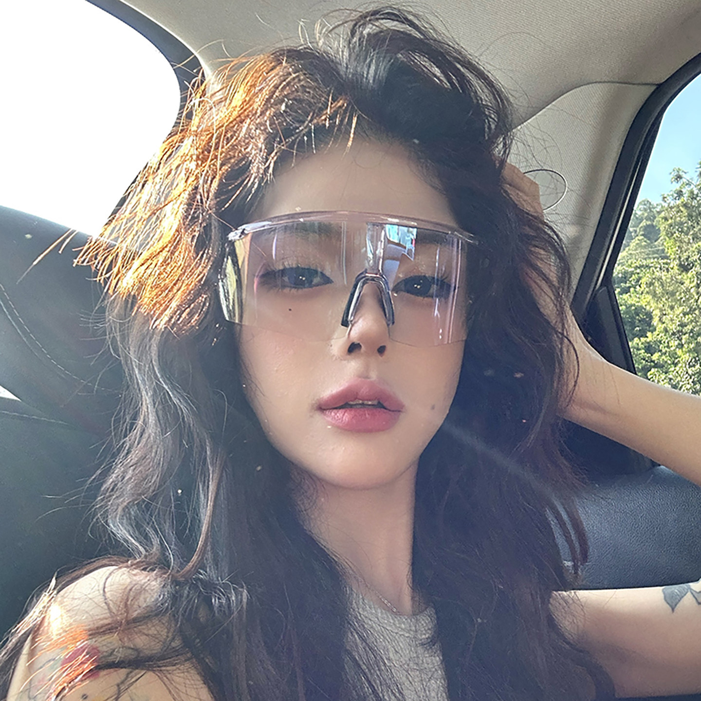 Outdoor sports day and night dual-use cycling large-frame color-changing sunglasses for men and women, wind-proof and sand-proof fashionable sun protection sunglasses