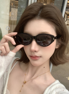 欧美时尚黑色猫眼墨镜女高级感潮流显脸小夏季遮阳防紫外线太阳镜