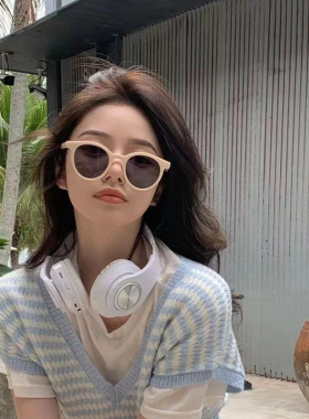防紫外线偏光镜圆形韩系大脸显瘦