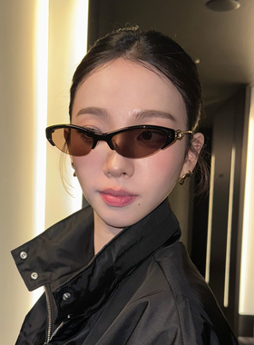 柳智敏同款猫眼墨镜女显瘦复古高级感半框老钱风防紫外线太阳镜潮