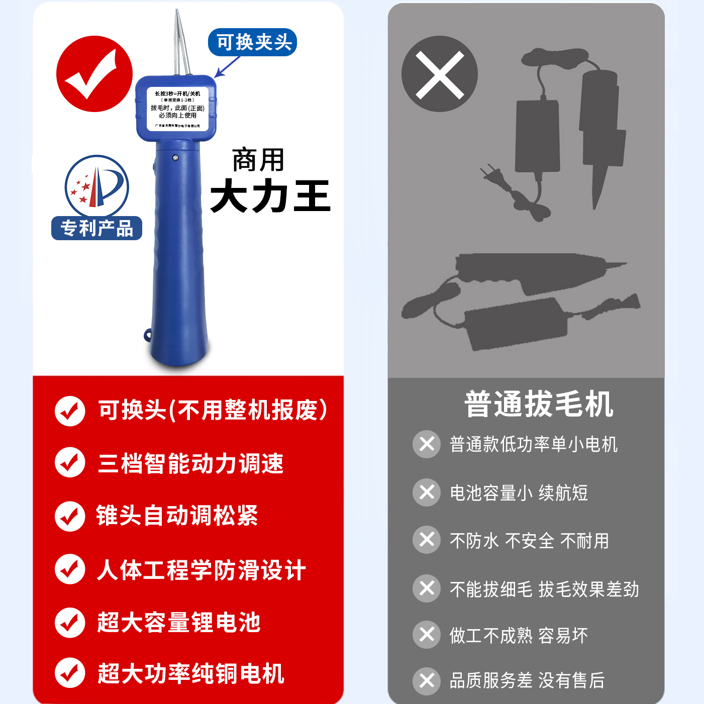 鸭毛拔毛器杀鸭家禽鸡鹅电动脱毛机修除去毛夹家用商用拔鸭毛神器-图0