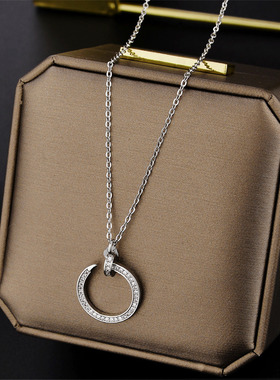 肖战同款钛钢钉子18K锁骨链项链