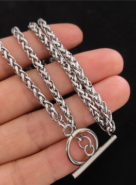 田柾国同款OT扣钛钢项链锁骨链男