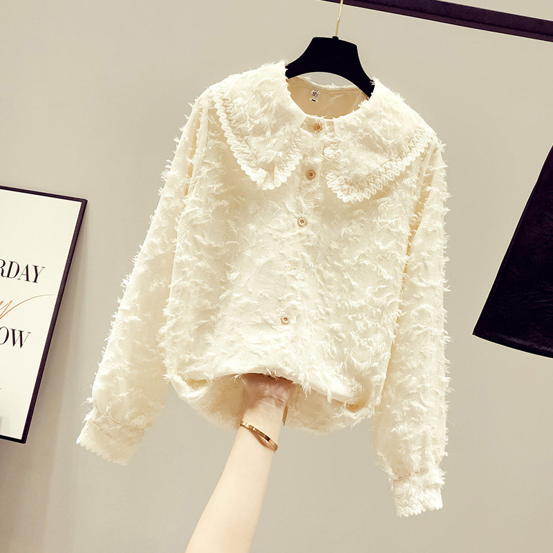 秋冬装2020年新款雪纺白衬衫打底衫 saronala莎欧娜拉蕾丝衫/雪纺衫