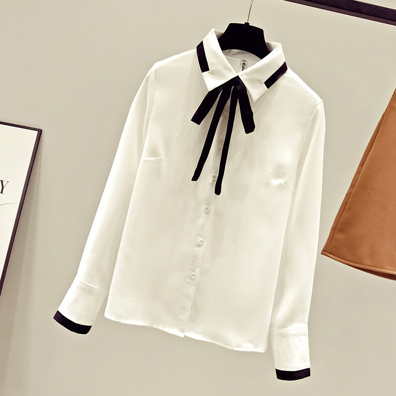 设计感小众女士职业雪纺白衬衣秋装 saronala莎欧娜拉衬衫