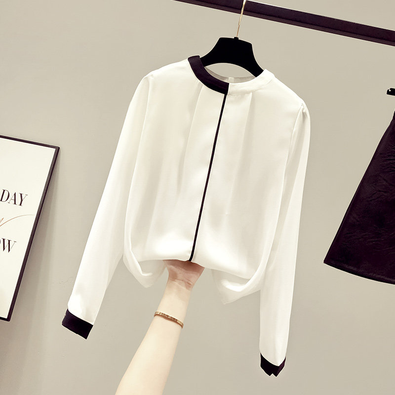 秋装2020年新款雪纺女装白衬衣小衫 saronala莎欧娜拉蕾丝衫/雪纺衫