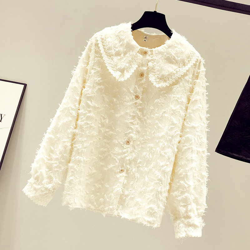 秋冬装2020年新款雪纺白衬衫打底衫 saronala莎欧娜拉蕾丝衫/雪纺衫