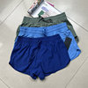 Women's running shorts triangle inner inch belt drawstring summer quick-drying three-point sports pants fake two-piece fitness outer pocket