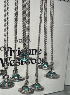 VivienneWestwood西太后限定彩球orb巨球薄荷绿镭射土星立体项链