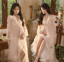 24 years of pregnant womans shady photo new French style retro oil painting lace dress gestation mommy art photographic costumes