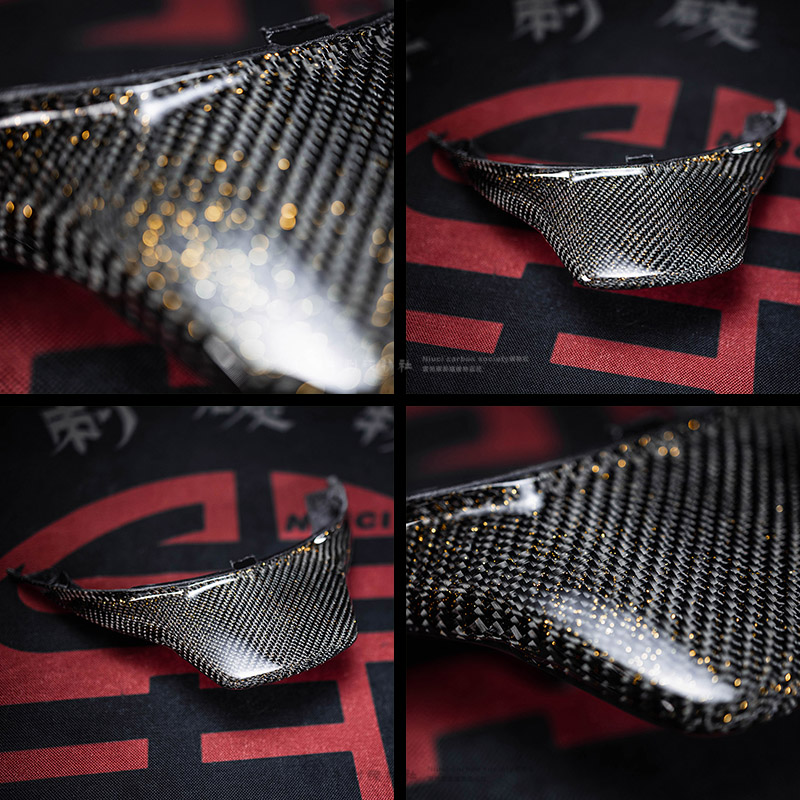 九号电动车E100/E200P/E80c/E90改装斜纹金粉碳纤维尾翼黑件PP件 - 图0