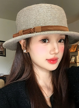 法式千金风平顶礼帽女2026秋季